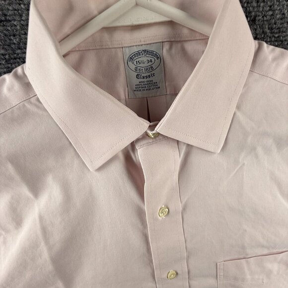 Brooks Brothers Pink Classic 15.5 34 Point Non-Iron Cotton Shirt Button Up Men - Picture 7 of 12